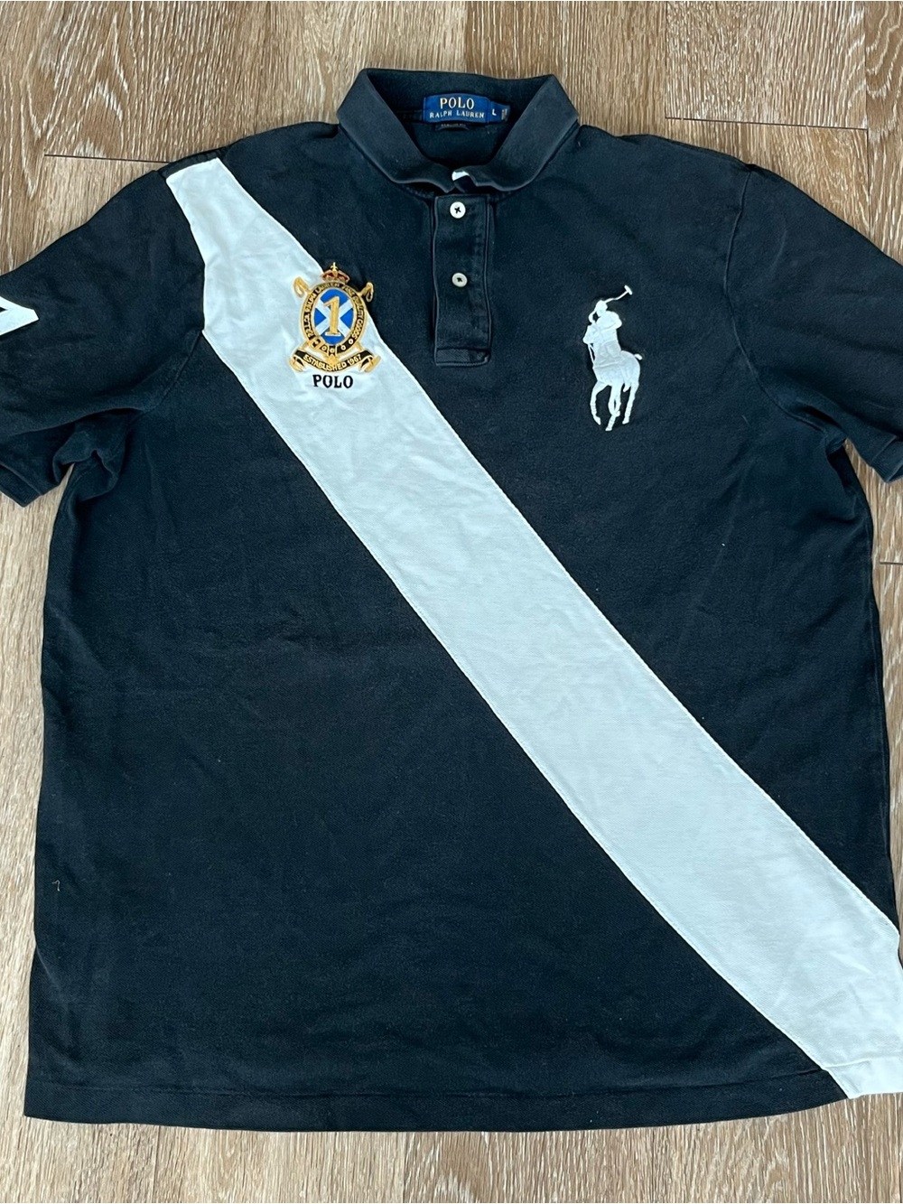 Polo Ralph Lauren Diagonal Stripe Team Polo Black Large